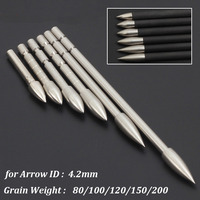 Archery 4.2mm Insert Arrowheads Points Tips 80/100/120/150/200 Grain for ID 4.2mm Arrows Bow and Arrow Target Shooting Tips
