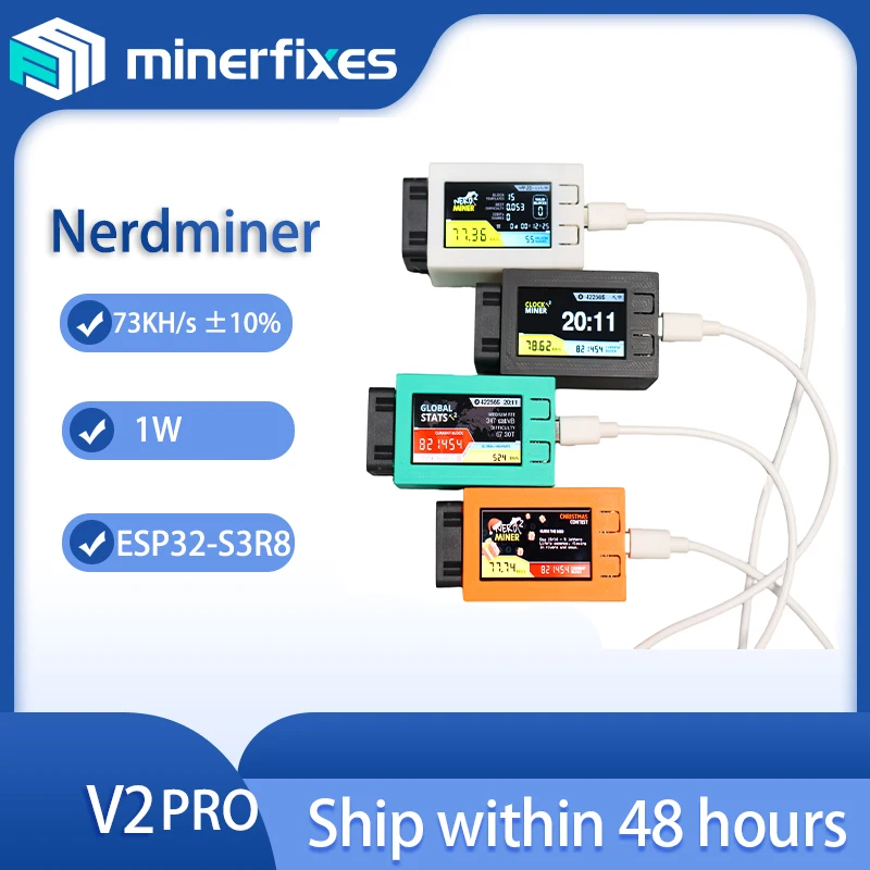 

New Nerd Miner V2 Pro Bitcoin Solo Lottery Miner Mining Colored Crypto Nerdminer