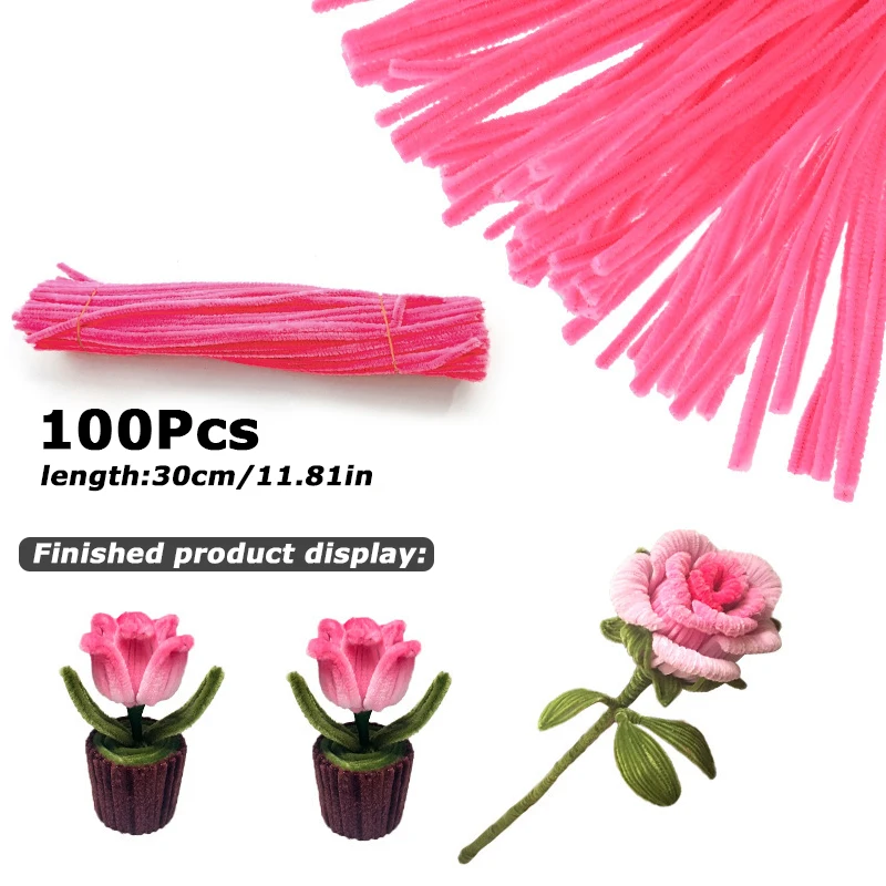 100 Stücke 30 cm Farben Chenille Stem Twisted Rod Eisendraht DIY Handwerk Wolle Wurzel Flauschigen Bar Verdrehen Dekor Rohr reiniger Plüsch