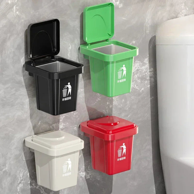Trash can ashtray with lid, stainless steel ashtray, bathroom wall hanging, notch anti-fly ash ashtray