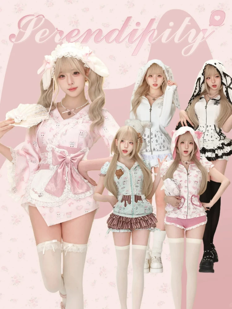 

2026 Spring Japanese Preppy Style Elegant 2 Piece Sets Women Kawaii Lolita Design Suit Female Fairy Chic Korean Popular Clothes