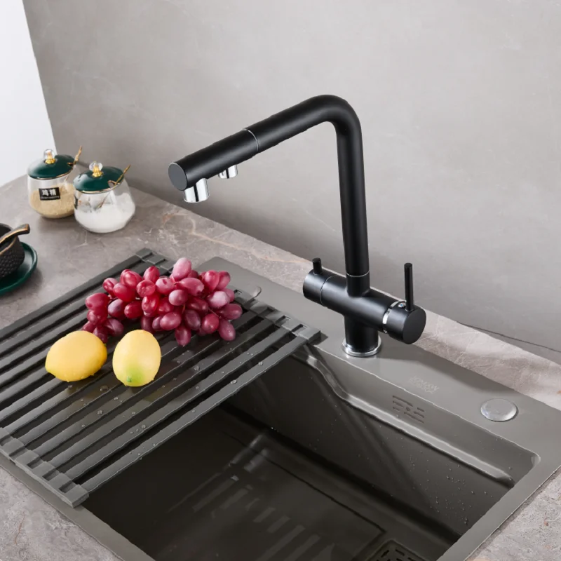 TOLM Upgraded Kitchen Faucet 304 Stainless Steel Pull Out Kitchen Sink Water Taps Dual Way Sprayer Mixer Tap Cranes Deck Mounted