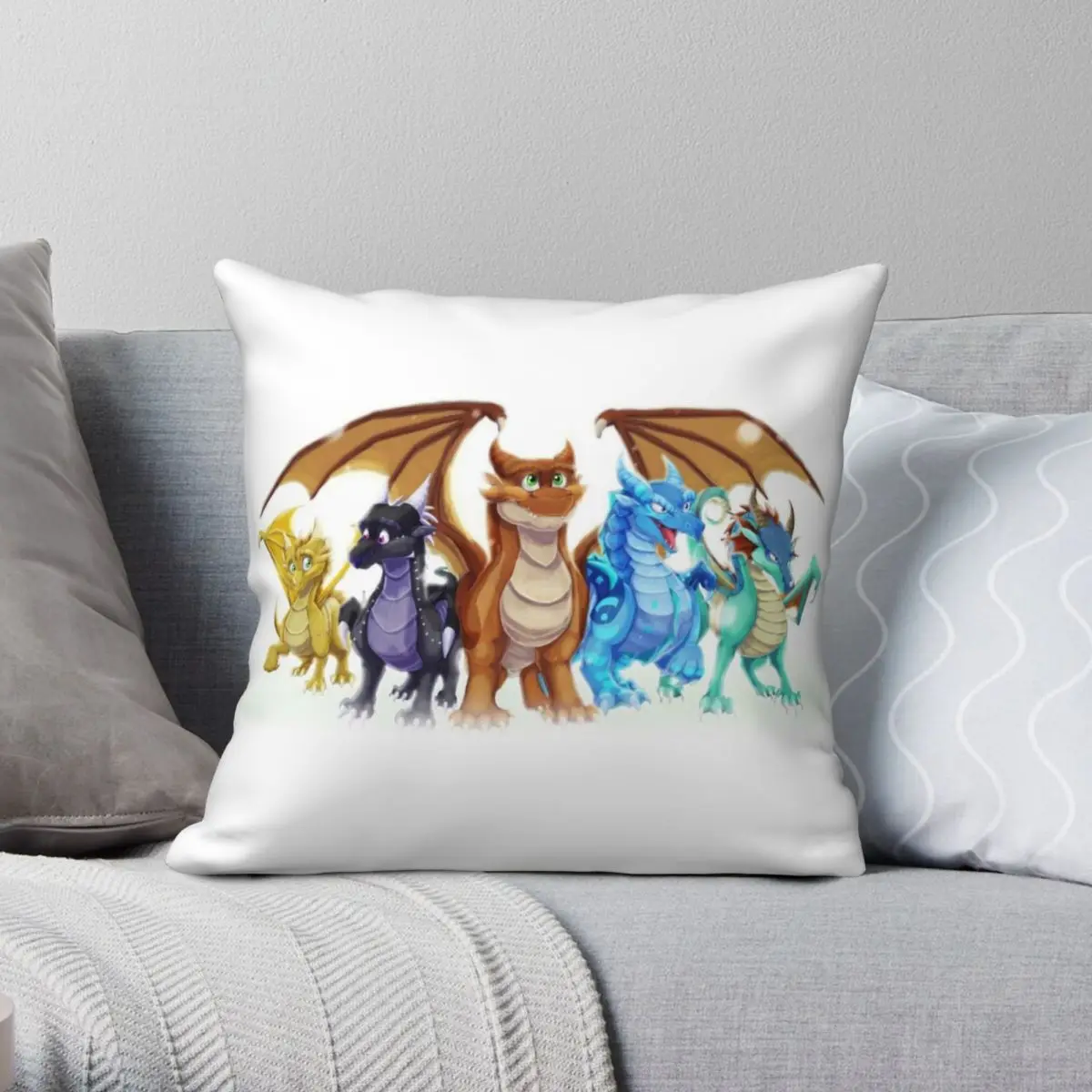 

Wings Of Fire Main Five Dragon Square Pillowcase Polyester Linen Velvet Printed Decor Throw Pillow Case Bed Cushion Case 45x45