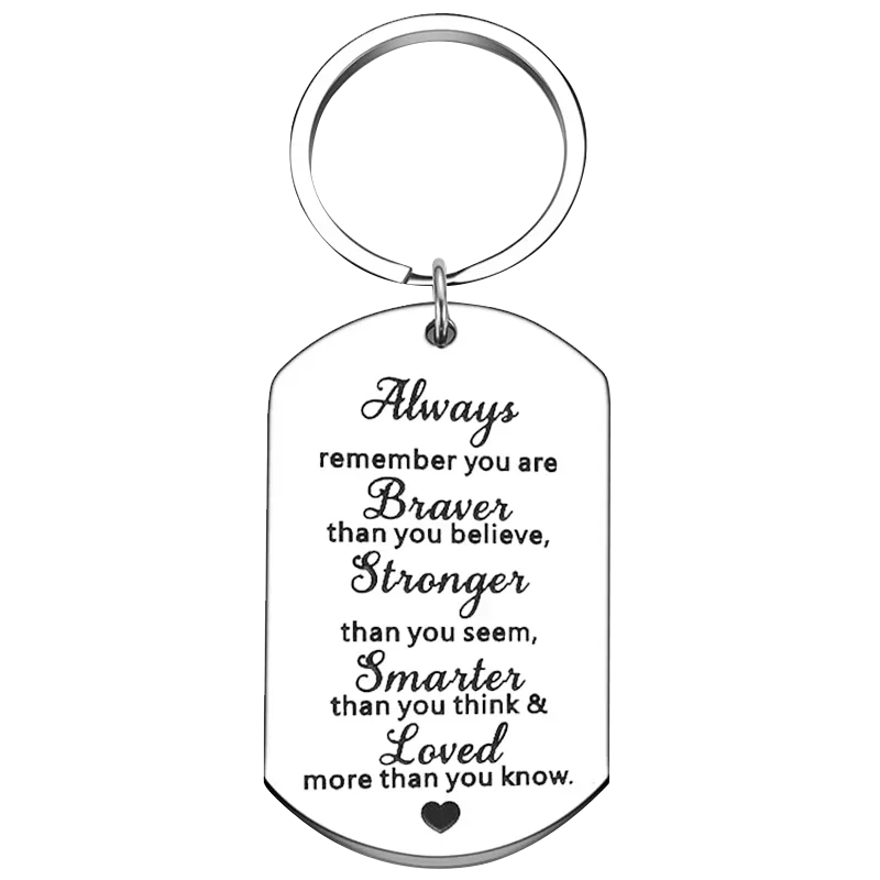 New Always Remember You Are Braver Keychain Pendant Daughter Son Best Friend Graduation Key Chains Inspirational Gift