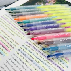 12 Stück Doppelkopf verschieden farbigen Text marker Kawaii Morandi Pastellfarbe fluor zierende Stifte Briefpapier Schule Bürobedarf