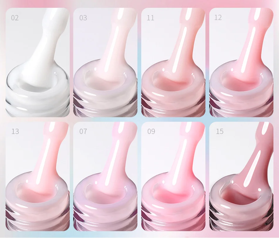 BORN PRETTY 15ml Jelly Nude Rubber Base Gel Natürlicher Milchweißer Klarer Semi-Permanenter Selbstnivellierender Soak-Off UV LED Gel-Lack – Detail 5