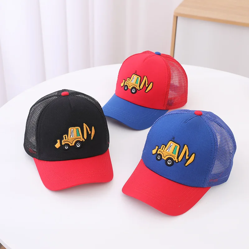 Doitbest Summer Boys Girls Cap Baseball Excavator Embroidery Mesh Sun Hats Spring Kids Child Peaked Caps Outdoor Snapback Gorras