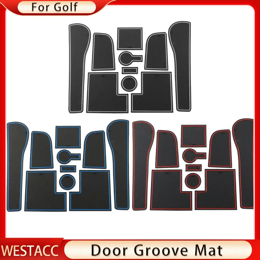 Silicon Car Door Groove Mats for Volkswagen VW Golf 7 7.5 MK7 MK7.5 2013 - 2020 Non-Slip Doors Gate Slot Pad Cup Mat Accessories