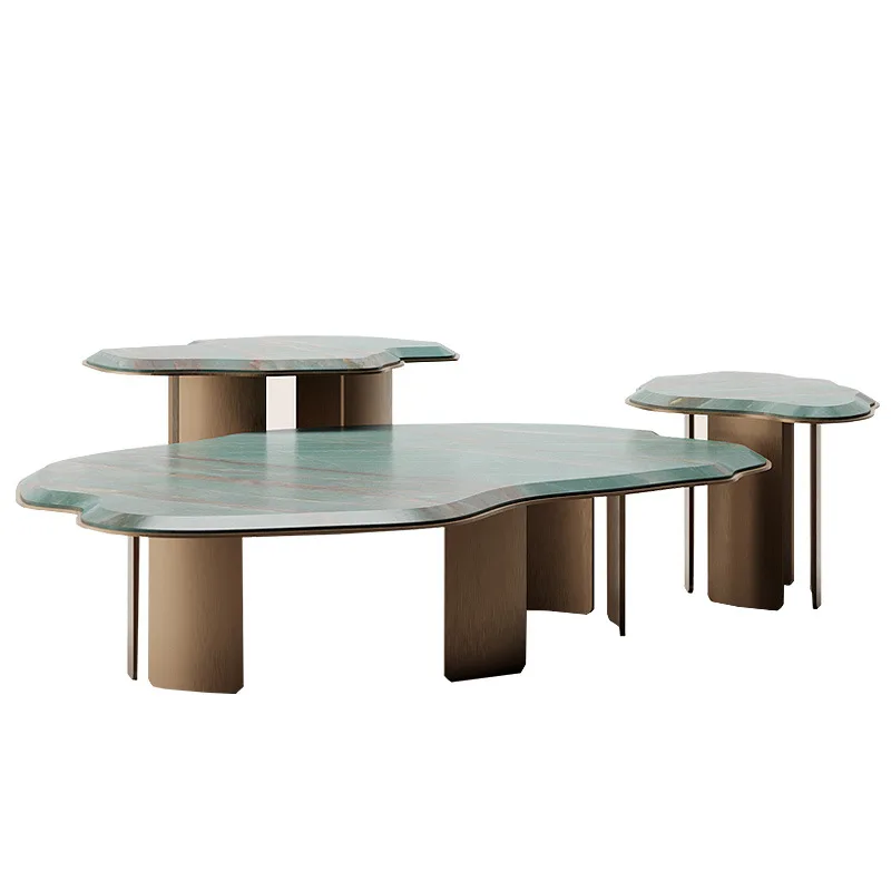 

Italian light luxury, water lily special shape, marble coffee table designer, combination coffee table