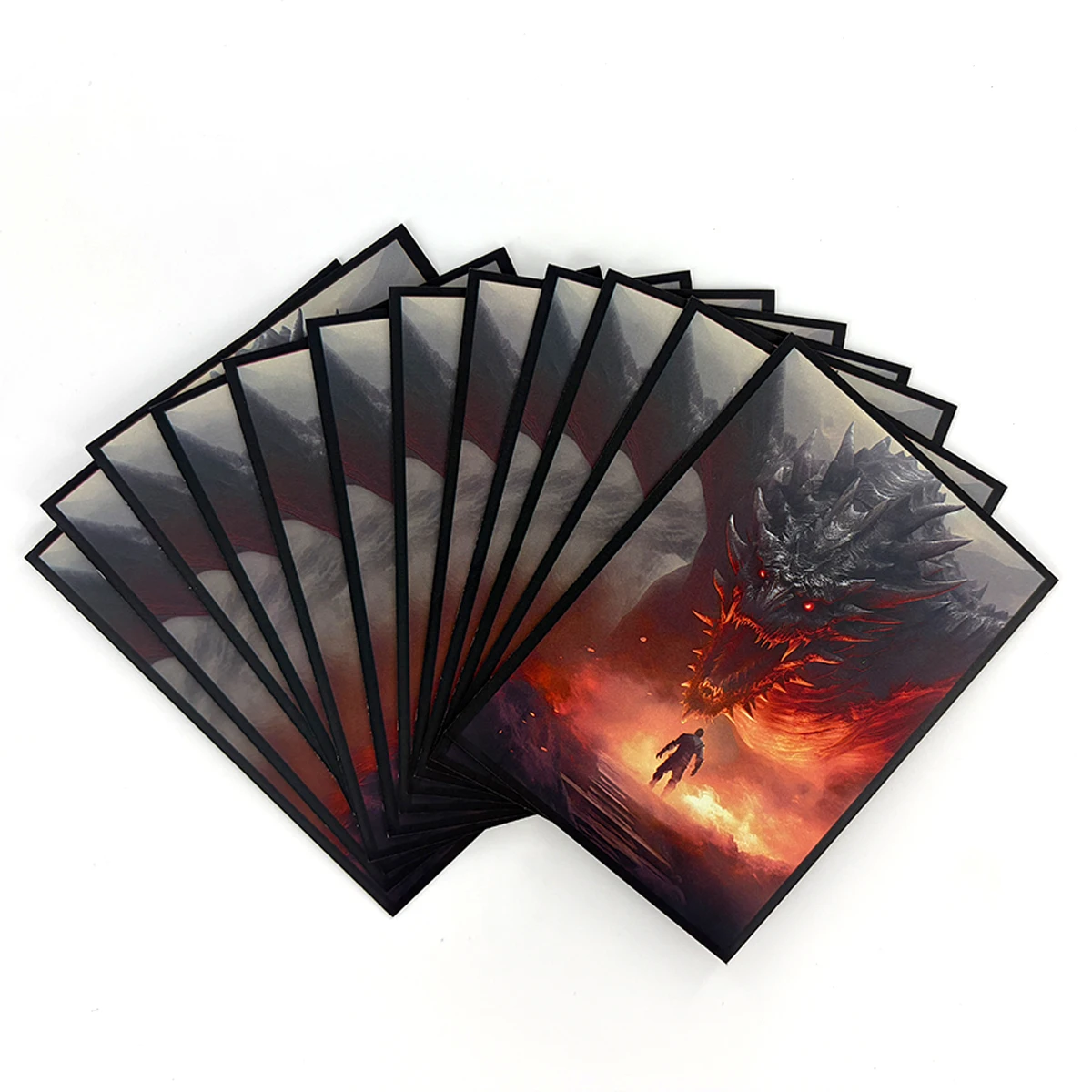 MTG Card Sleeves 100 PCS Matte Back Anti-Slip & Easy Shuffling 2.6 x 3.6 in Applicable to TCG OCG CCG DTCG PTCG (Dragon Roar)