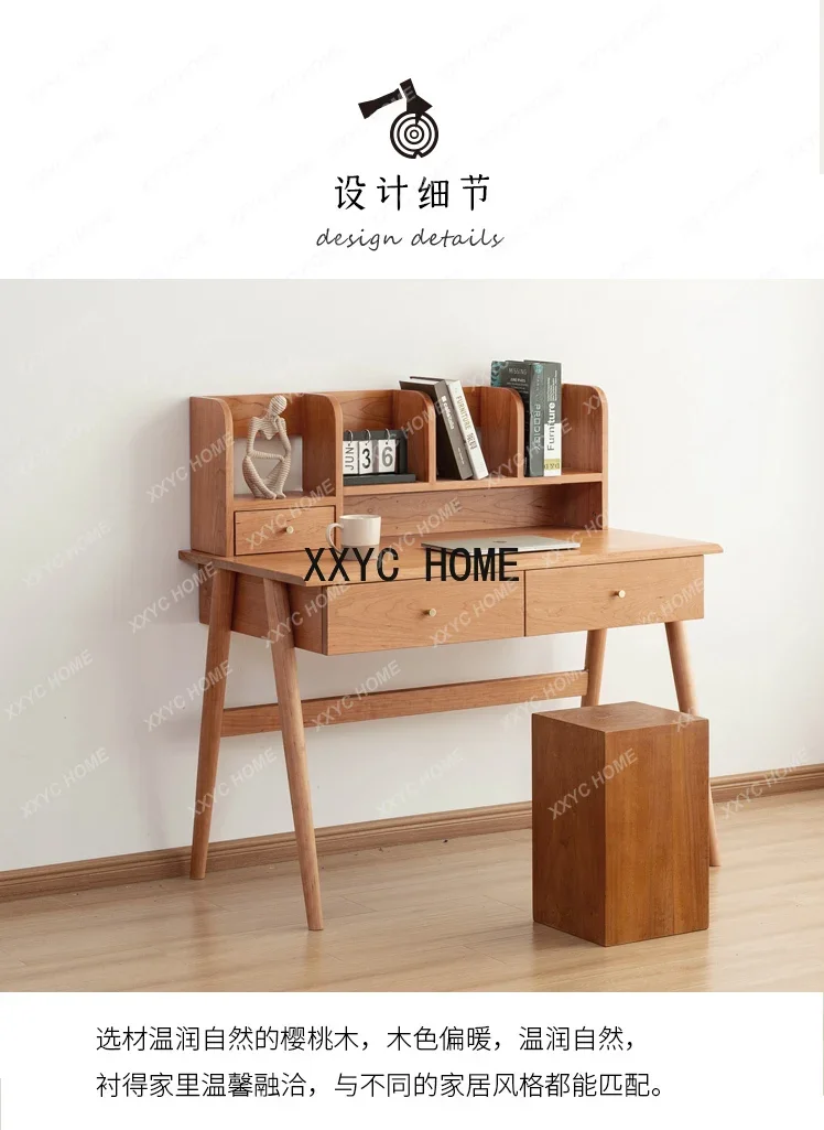 Japanese Style Dressing Table Cherrywood Simple Multifunctional Black Walnut Makeup Counter Bedroom Furniture