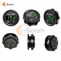 Mini Round Waterproof Motorboat Motorcycle DC 5V-48V LED Panel Digital Voltmeter Tester Monitor Display Voltmeter