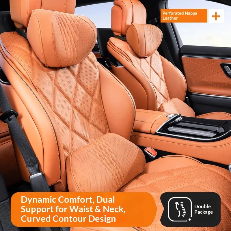 Almofada de Pescoço e Suporte Lombar para Carro, Universal para Todas as Estações, Almofada Lombar Respirável com Contorno Ergonômico para a Cintura