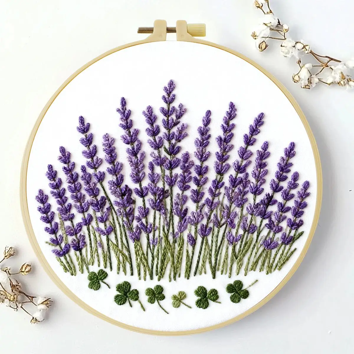 1 Stück 20X20CM/15X15CM 7,87/6,3 Zoll Pflanzen - Lavendel Stickerei Starter-Kit DIY-Kit DIY Stickerei-Set Handarbeiten Heimdekoration – Detail 2