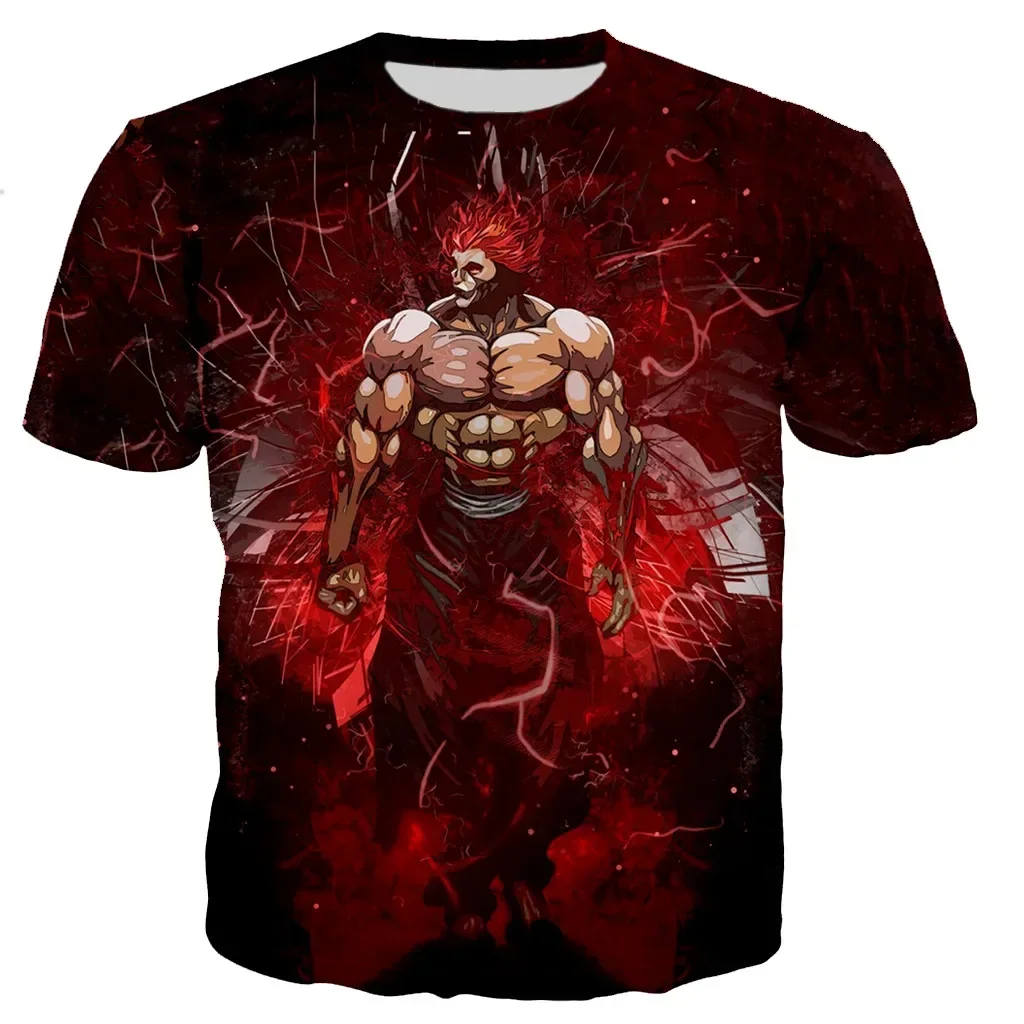 

Anime Baki Le Grappler T-shirt Yujiro Hanma Printed 3D Streetwear Men's Fashion Short Sleeve T-shirt Children's T-shirt Turtlene