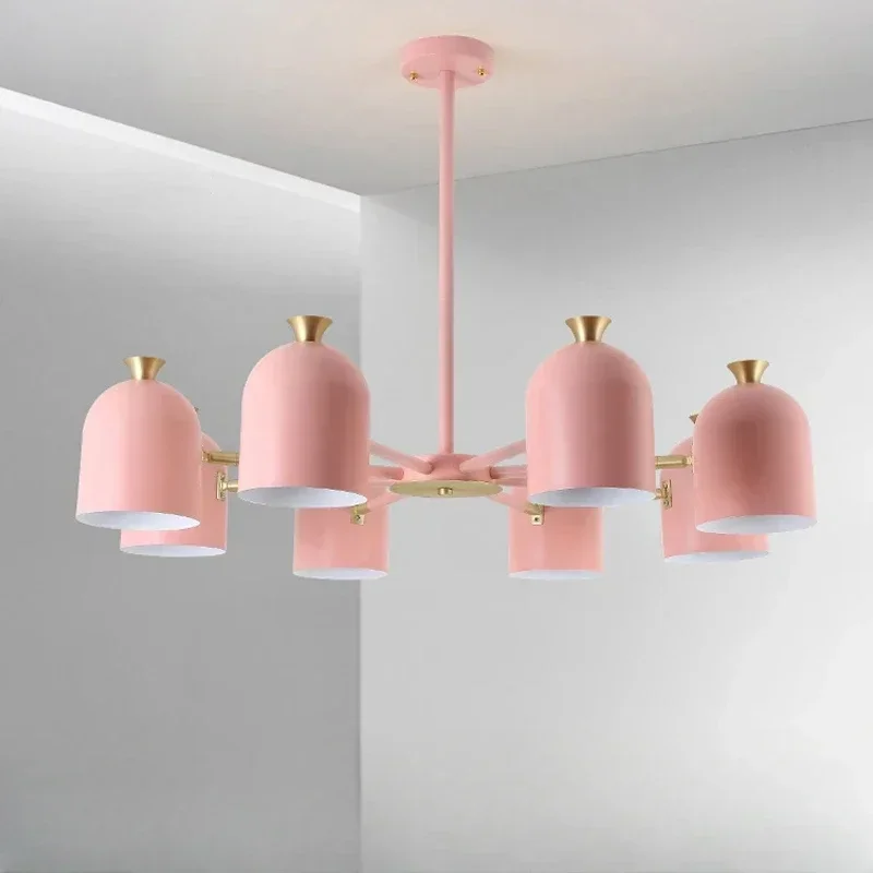 Modern creative 3/6/8 heads metal chandelier adjustable kitchen living room bed study porch hotel 4 colors