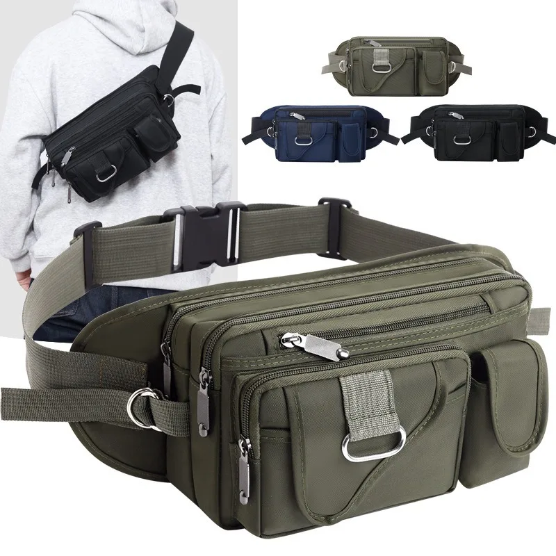 

New Fashionable Water-resistant Men's Waist Bag, Outdoor Sports Tactical Chest Bag, Multi-functional Large-capacity Travel Bag