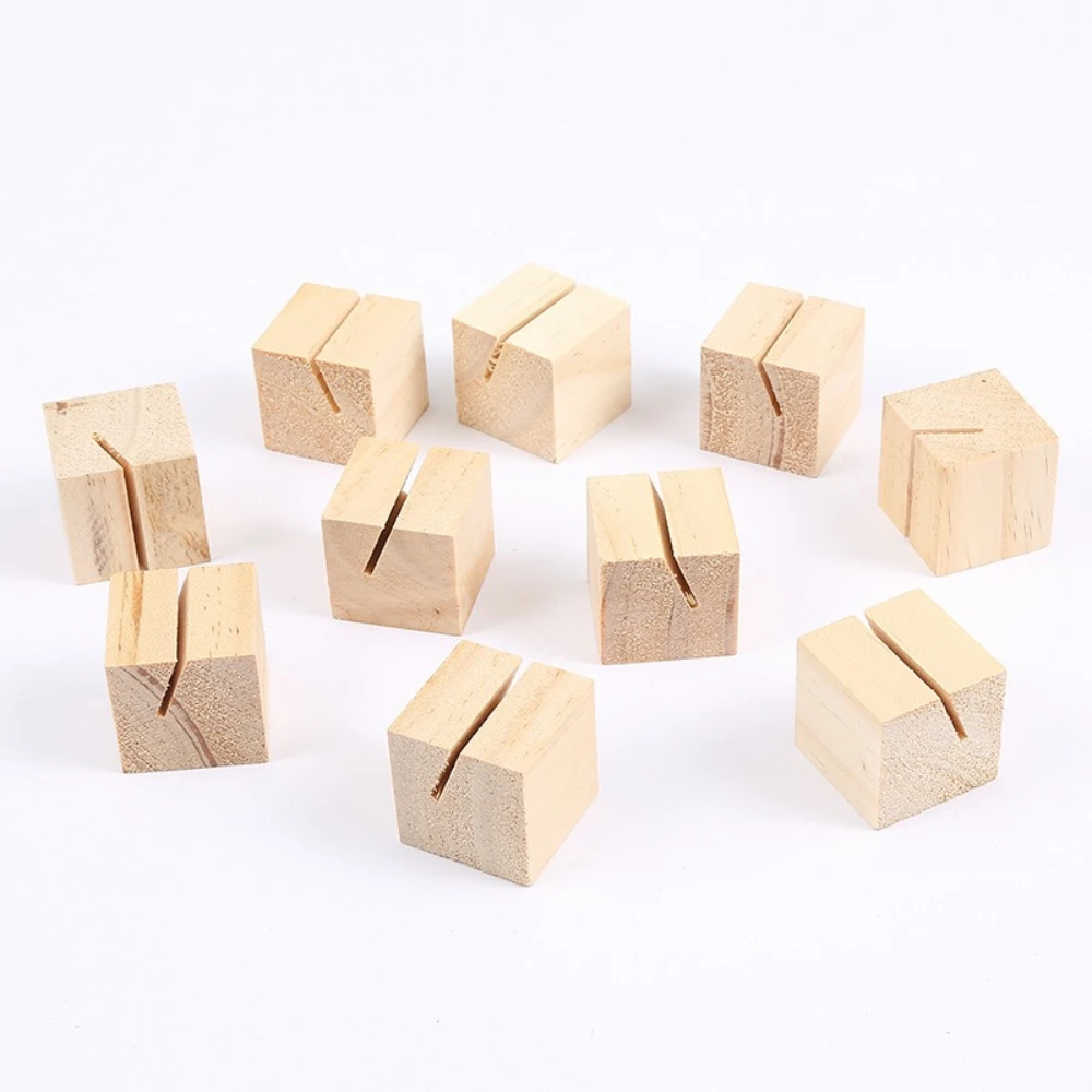 Wooden Business Card Holder Solid Wood Calendar Postcard Display Stand Memo Card Photo Clip Wedding Desktop Decoration