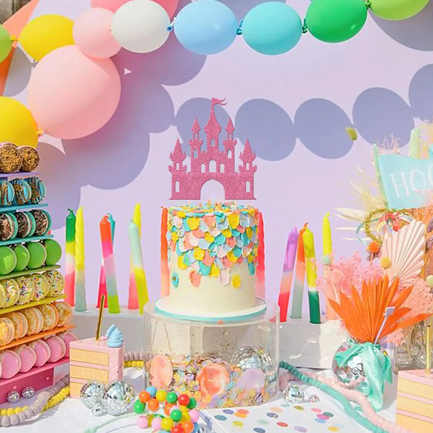 1 Stück Schloss-Kuchenaufsatz, Prinzessinnen-Kuchenaufsatz, Schloss-Thema, Geburtstagsparty, Kuchendekoration, Babyparty, Mädchen-Partyzubehör – Detail 11