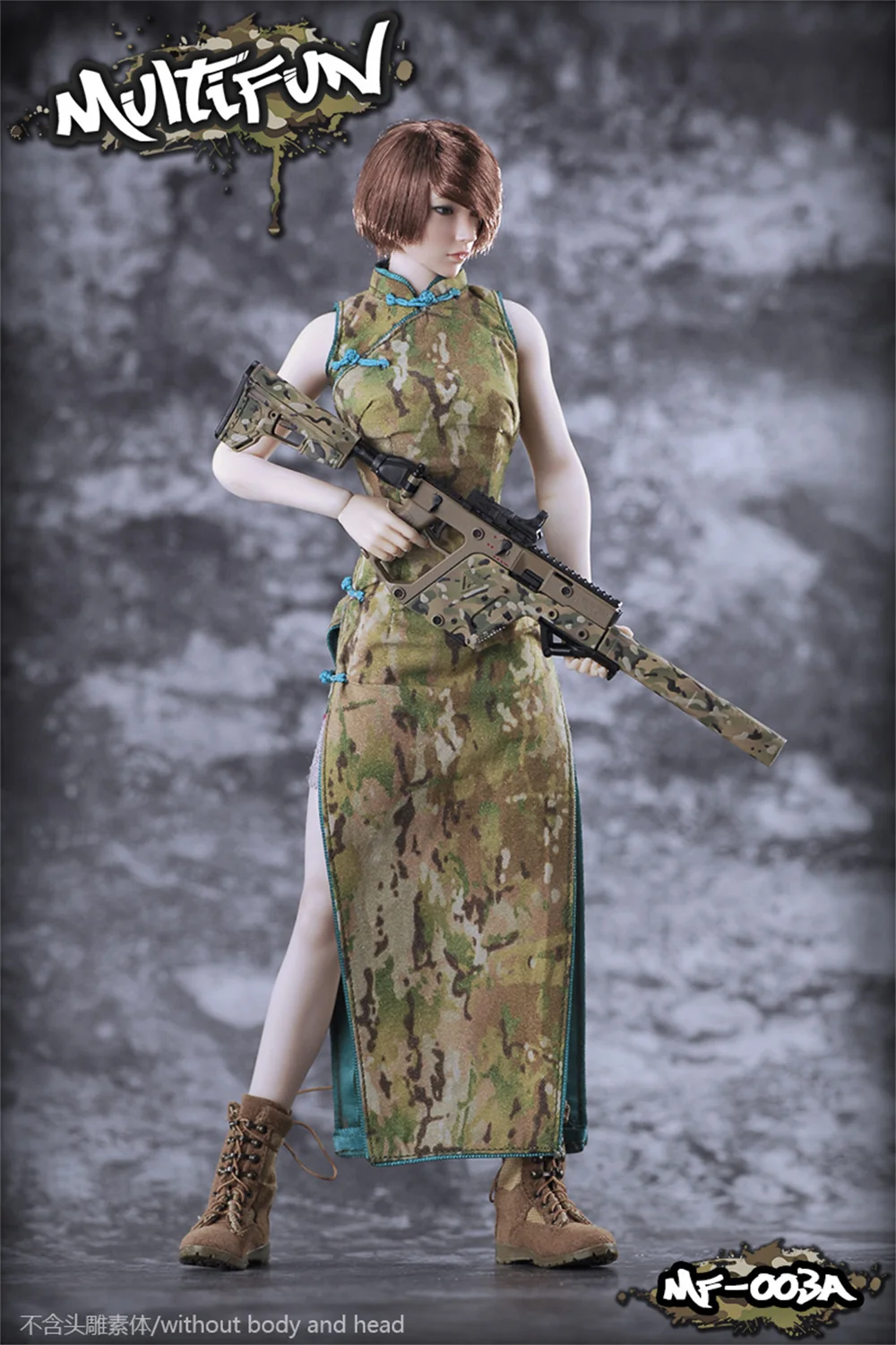 MULTIFUN MF-003 1/6 Female Soldier Sexy Long/Short Dress Camouflage Cheongsam Suit Model F 12'' Mid Bust Moveable Figure Clothes