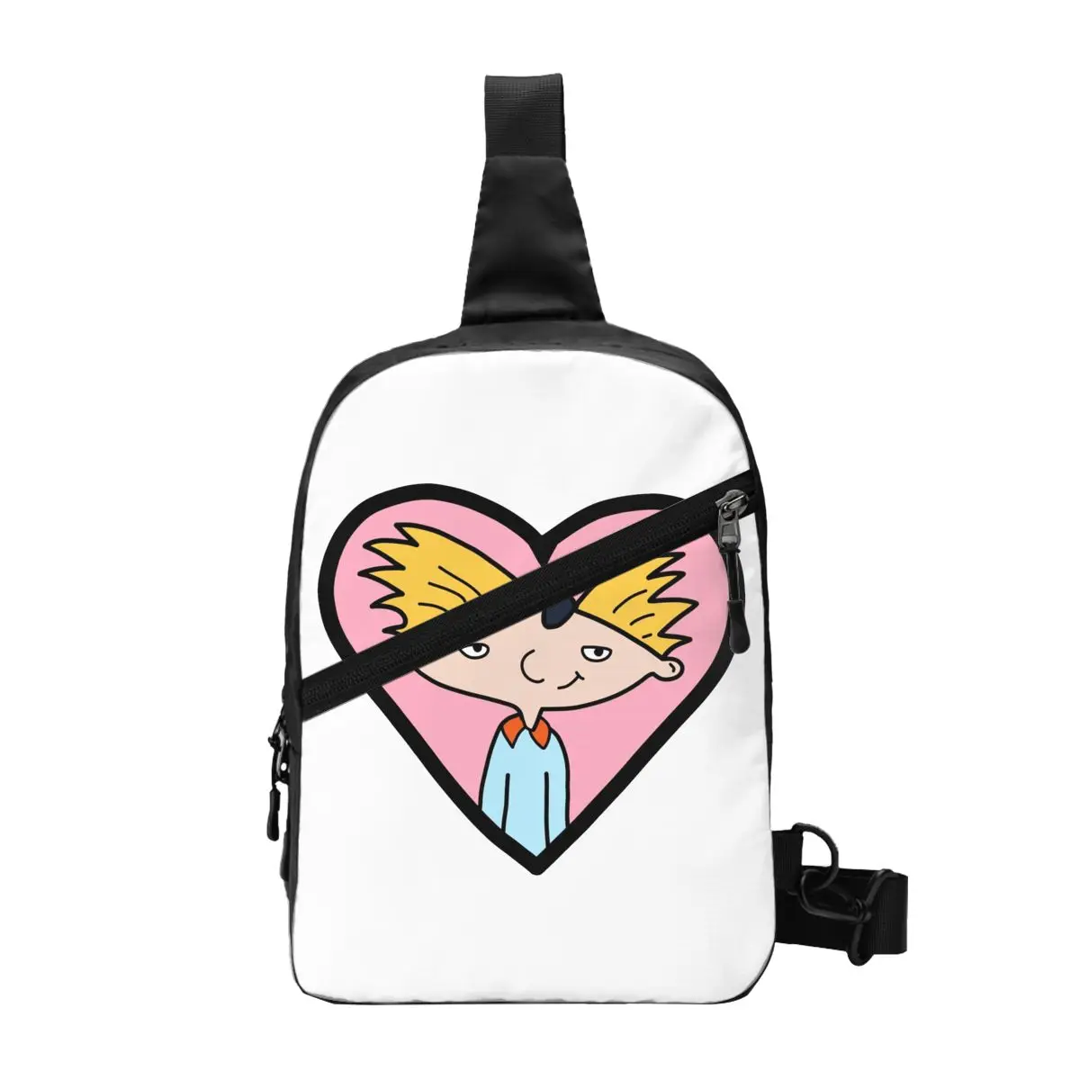 

Custom Hey Arnold In Heart Sling Chest Bag Customized Helga Pataki Shoulder Crossbody Backpack for Men Cycling Camping Daypack