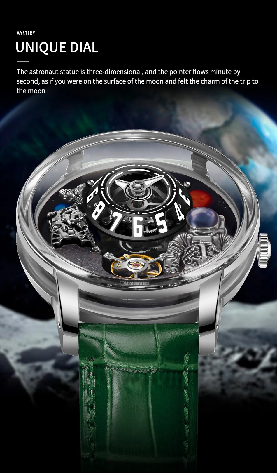 PINDU Uhr Männer Neue Space Serie Einzigartiges Design Dreidimensionale Zifferblatt Arabische Ziffern Leuchtende Saphir Mechanische Uhr W2101B – Detail 5