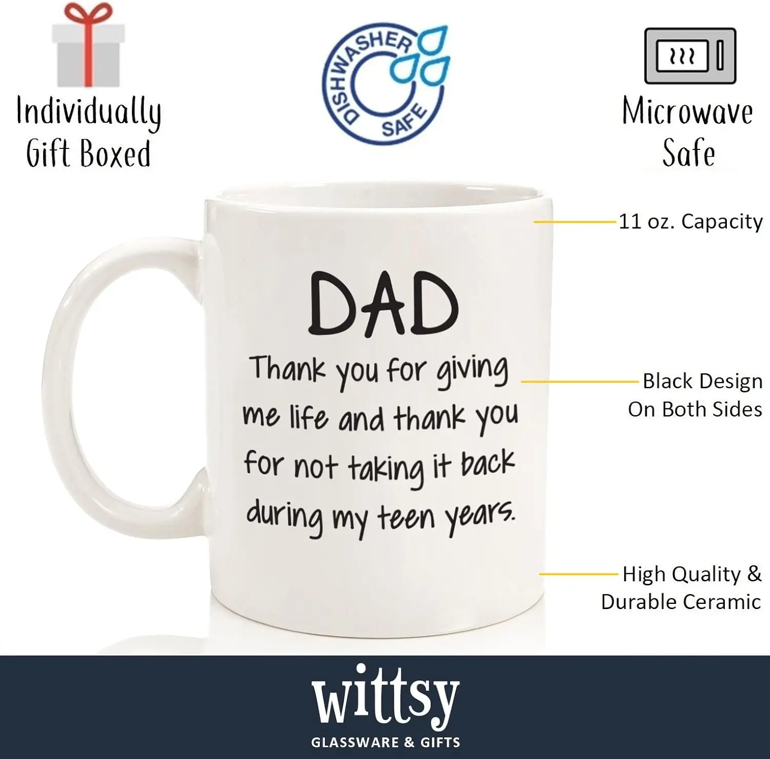 Dad Thank You For Giving Me Life Funny Coffee Mug - Dad Gifts for Dad - Best Dad Gifts from Son, Daughter, Kids - Cool Gag Birth