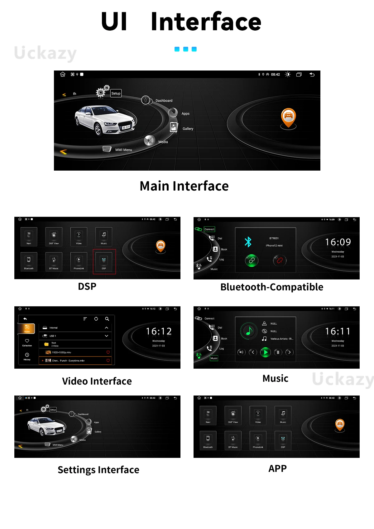 1920*720 Wireless Carplay Android 13 Car Radio For Audi A4 B8 A5 2009-2017 Screen GPS Navigation Multimedia Stereo Head Unit