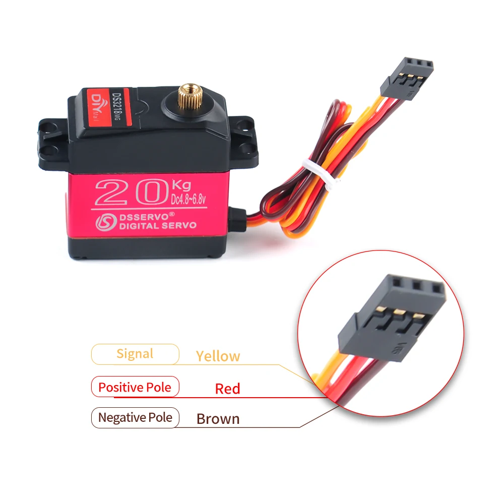 Servo digital DS3218 de 20KG 180 ° /270 °   Motor servo de engrenagem de metal de alto torque, peças diy com braço robótico 25t para carro rc 1:8 1:10 1:12