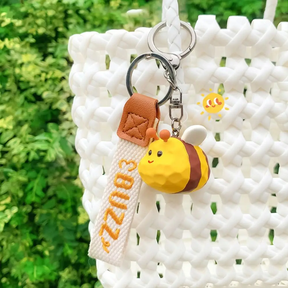 Fashion Plush Bee Keychain Stuffed Dolls Hanging Ornament Bag Pendant Backpack Key Chain Bag Accessories