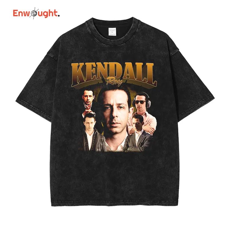 

Kendall Roy T-shirt Vintage Washed Jeremy Strong T Shirt Streetwear Manga Short Sleeve Casual Harajuku Top Tees Men 100% Cotton