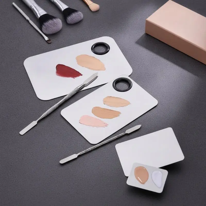 Make-up-Mischpalette aus Edelstahl mit klarer, glatter Spiegeloberfläche, Mini-Größe, tragbar für Reisen und unterwegs