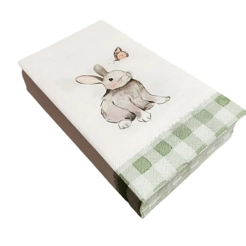 20pcs 3-Ply Easter Bunny Printed Rectangular Napkins Large Size 33*40 Butterfly Bone Bart Paper Bunny Butterfly Pattern