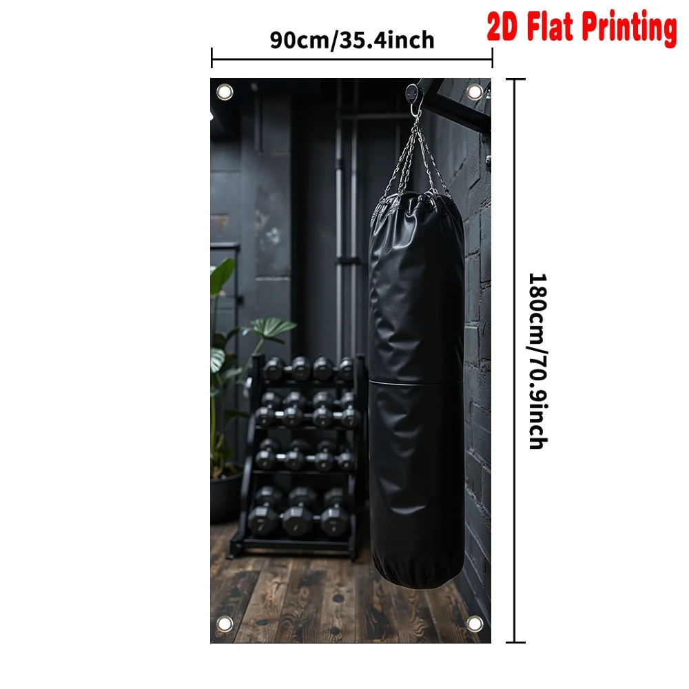 2D Flat 1pc Door Banner Black Gym Punching Bag Polyester Ideal for Bedroom Door Decor Perfect for Living Room