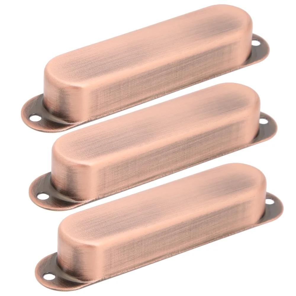 3PCS Red Copper Color Closed Pickup Cover Single Coil Brass Material Guitar Pickup Shell Brass Pickup Cover