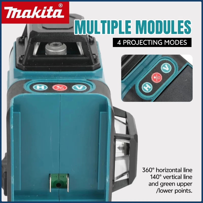 Makita 16 Line High-precision 3D-4D 360 ° Horizontal Vertical Green Laser Level, Wall Mounted Portable Power Tools