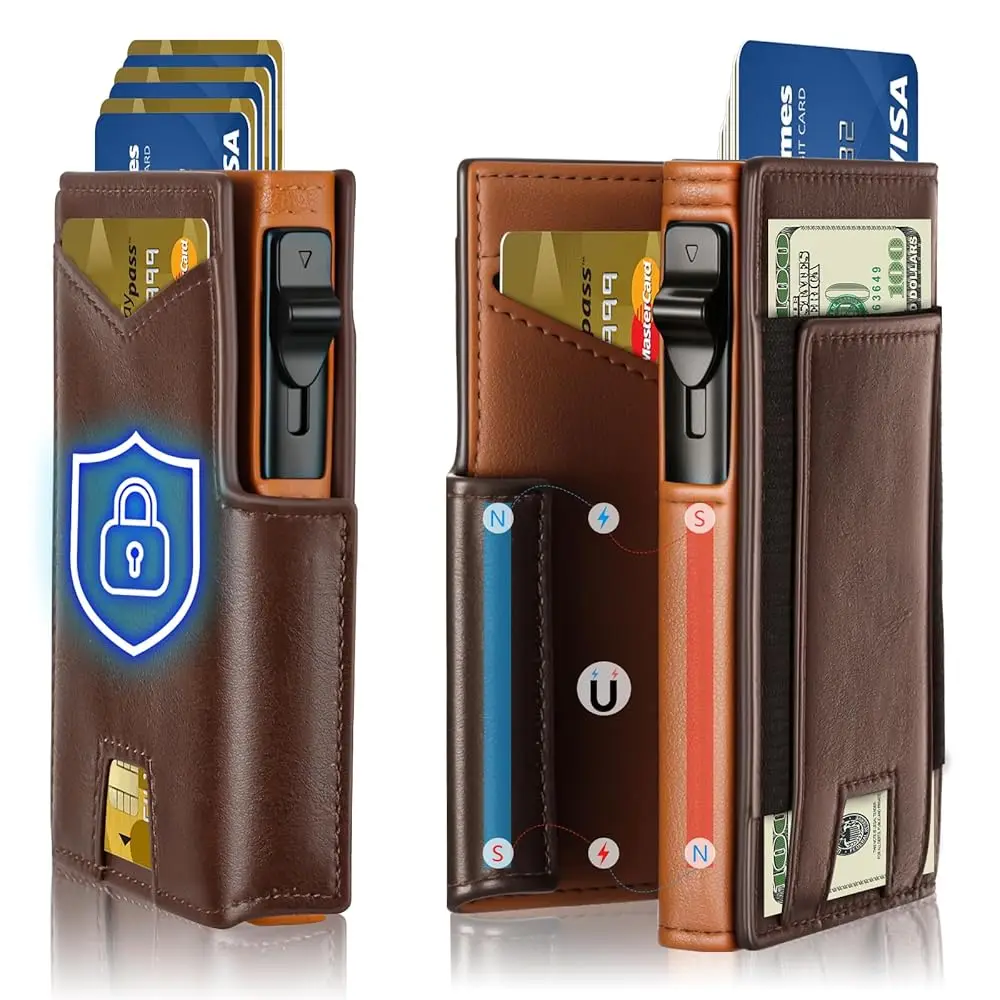 

Free ShippingFree ShippingWallet for Men Wallet with Slim Pop Up Card Holder for 10-12 Cards, RFID Blocking Credit Card Holder,B