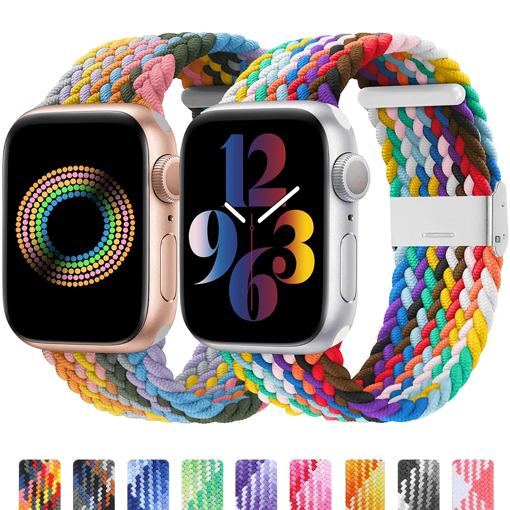 Correa elástica trenzada para Apple watch series 10, 42/46mm, Ultra 2, 49mm, 45mm, 40-41-44mm, pulsera iWatch9, 8, se, 6, 7, 5, 4