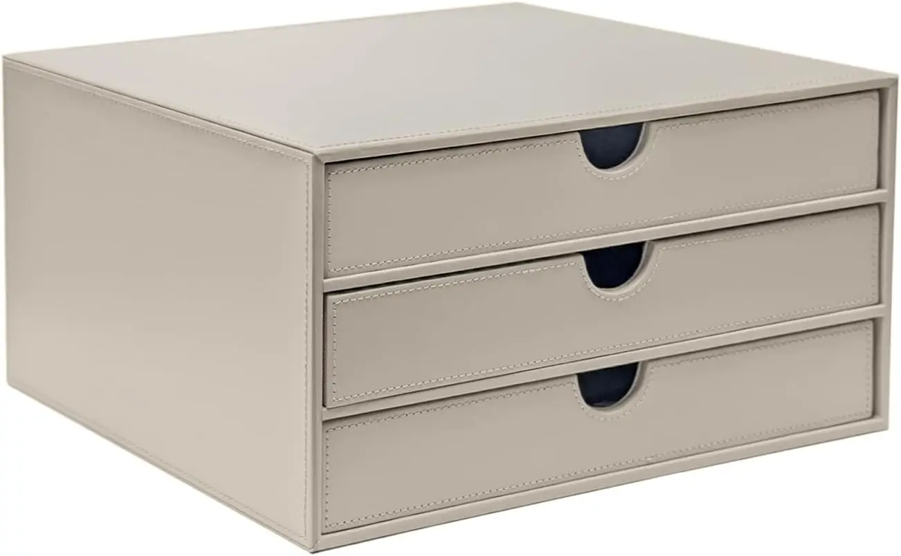 

3-Drawer File Cabinet Document Storage Box, Office Desktop Filing Organizer in Feather Gray