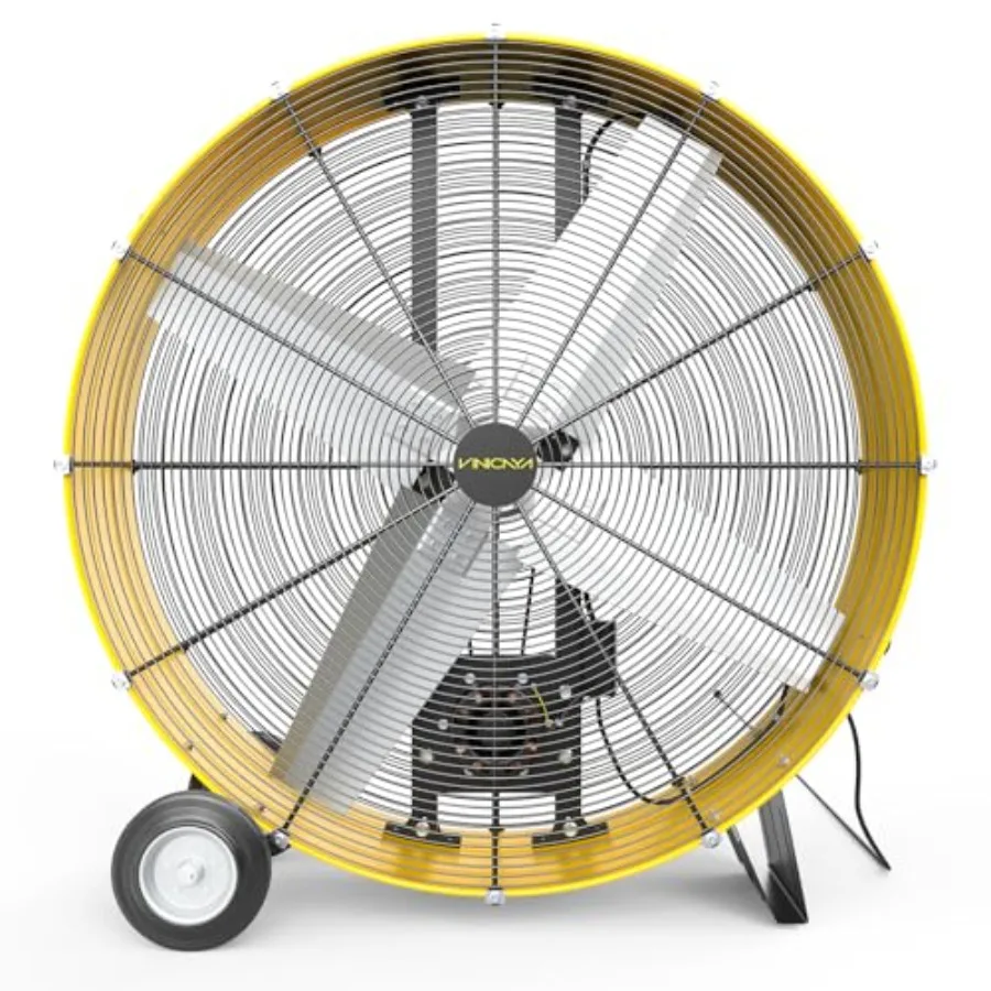 

42 Inch High Velocity Floor Fan for Warehouses, Workshops, Factories and Basements: Steel Construction, Black, 2-Speed Adjustab
