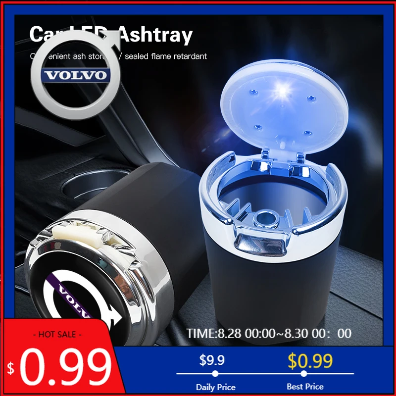 

2026 Hot For Volvo Steering Covers Car Ashtray One Touch Open Portable Ashtray Cup Auto Interiors For Volvo Rdesign V60 V40 XC90
