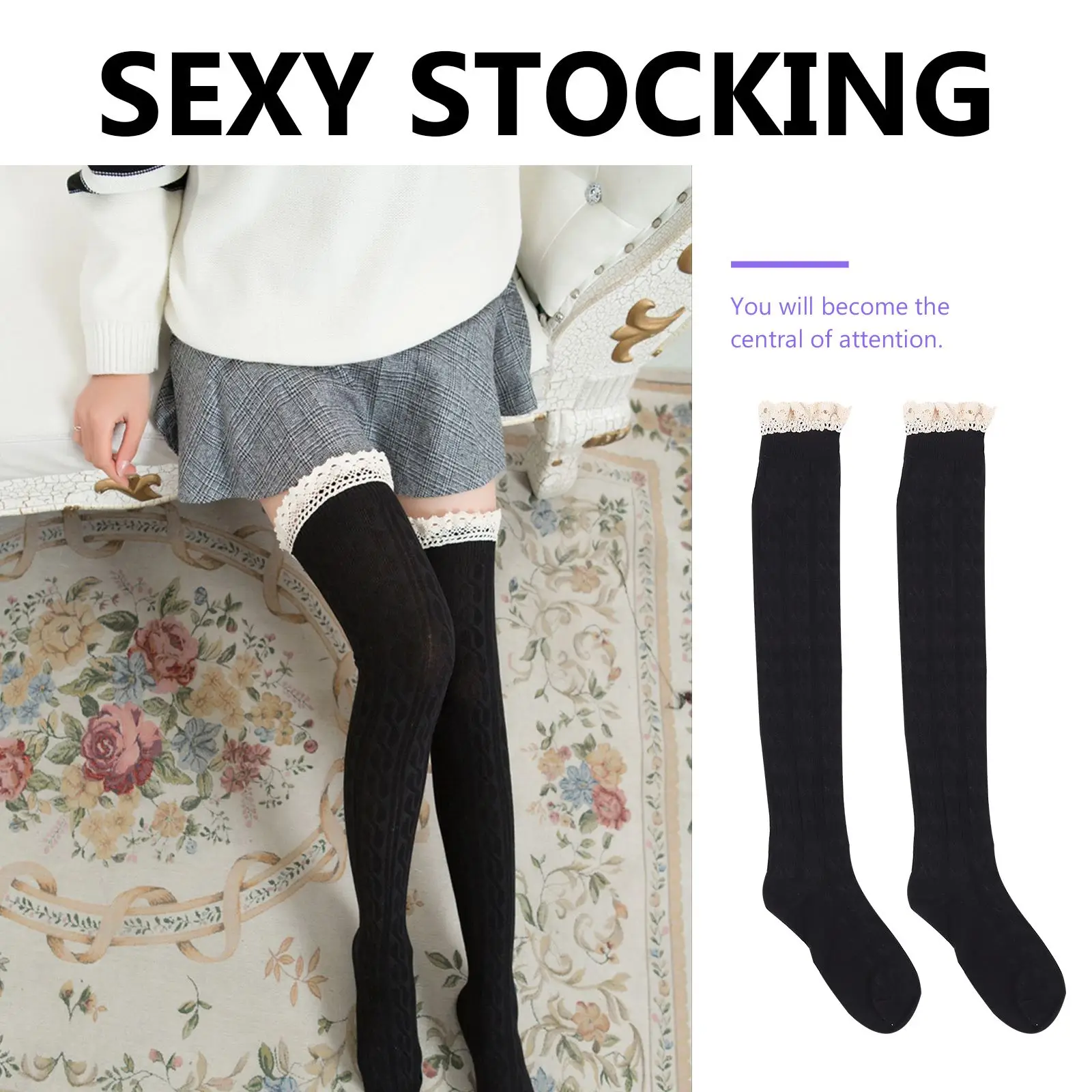 

1 Pair 4 Colors Over Knee Socks Gilr Knee High Socks Cotton Non-Slip Sweat-Absorbing Deodorant Thigh Overknee Long Socks