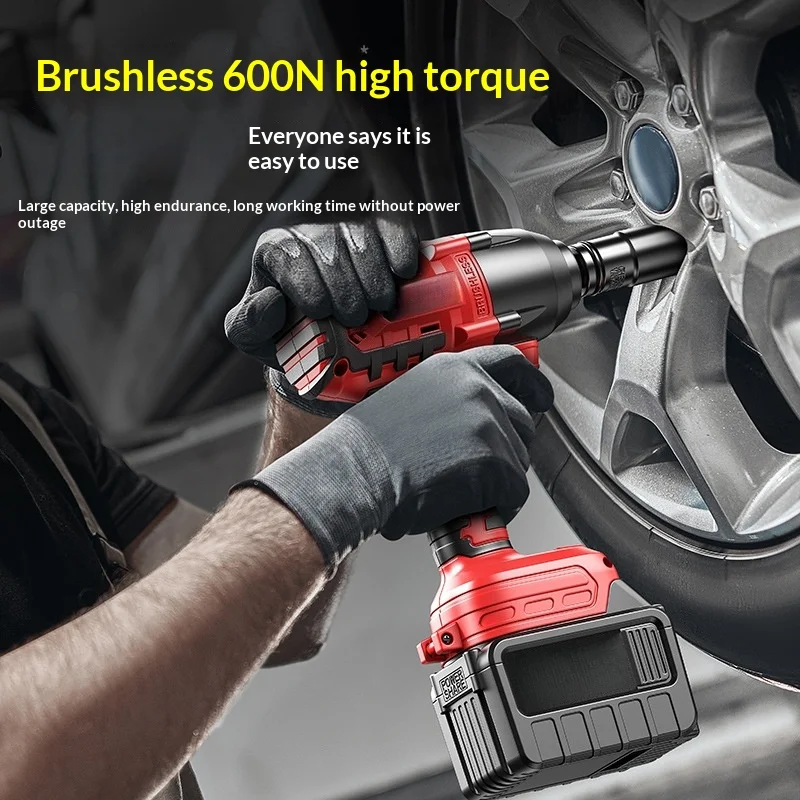 

580n.M 600n.M Auto Repair High Torque Electric Wrench Brushless Lithium Battery Heavy-Duty Impact Wind Cannon Special Power Tool