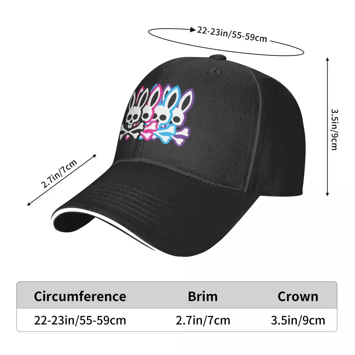 Four Skeleton Rabbits Cartoon Bunny Hiking Baseball Caps Men Unisex Female Beach Sunscreen Hat Peaked Cap