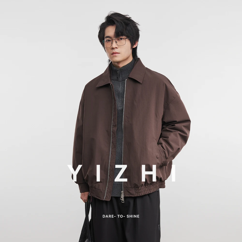 

Модный мужской пуховик 90 на белом утином пуху в стиле ретро, осень-зима 2024, новая повседневная куртка на молнии с лацканами и длинными рукавами, рабочая одежда