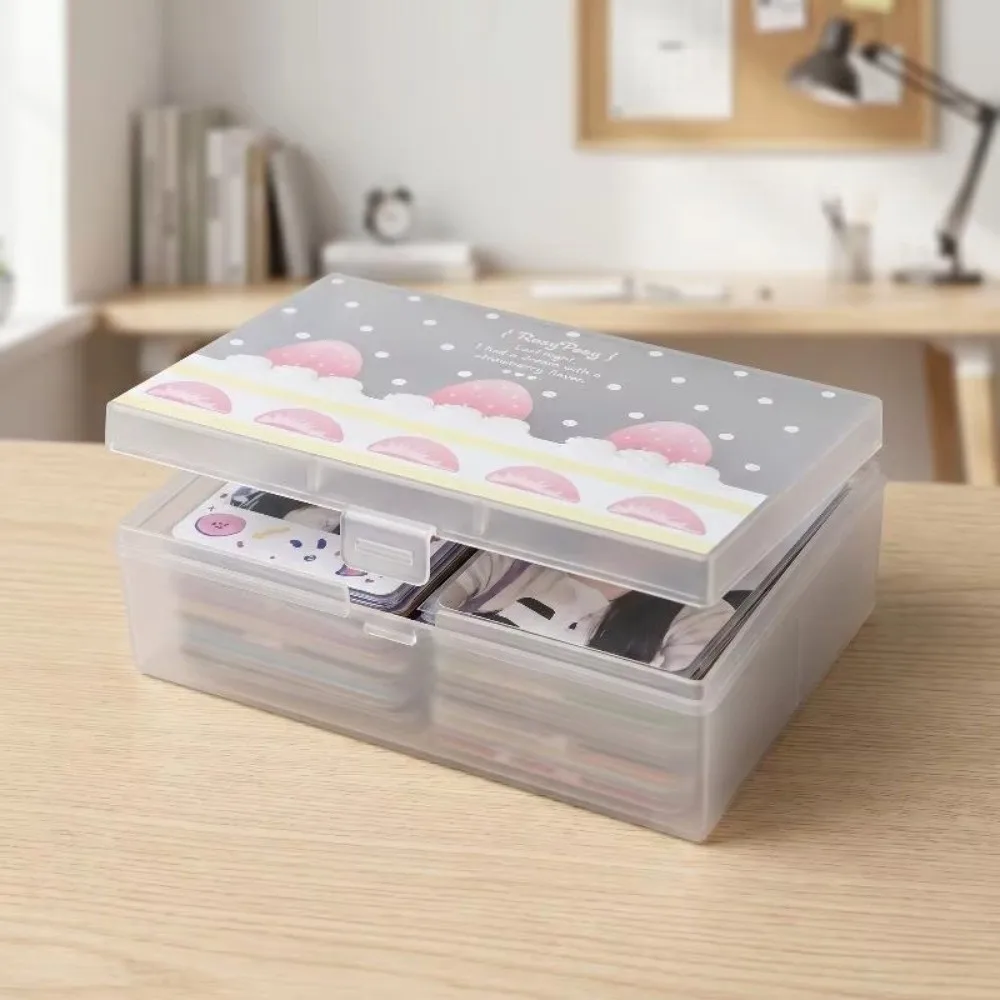 Dreamy Cherry Storage Box Pink Transparent Cosmetics Organizer Home Organization Frosted Design Film Storage Box For Cosmetics