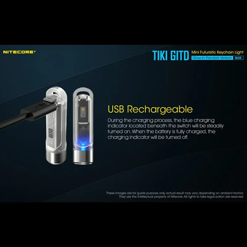 Imagem -06 - Nitecore Tiki le Chaveiro Tiki Gitd 300 Lumens Fontes de Luzes Usb Recarregável Led Edc Lanterna