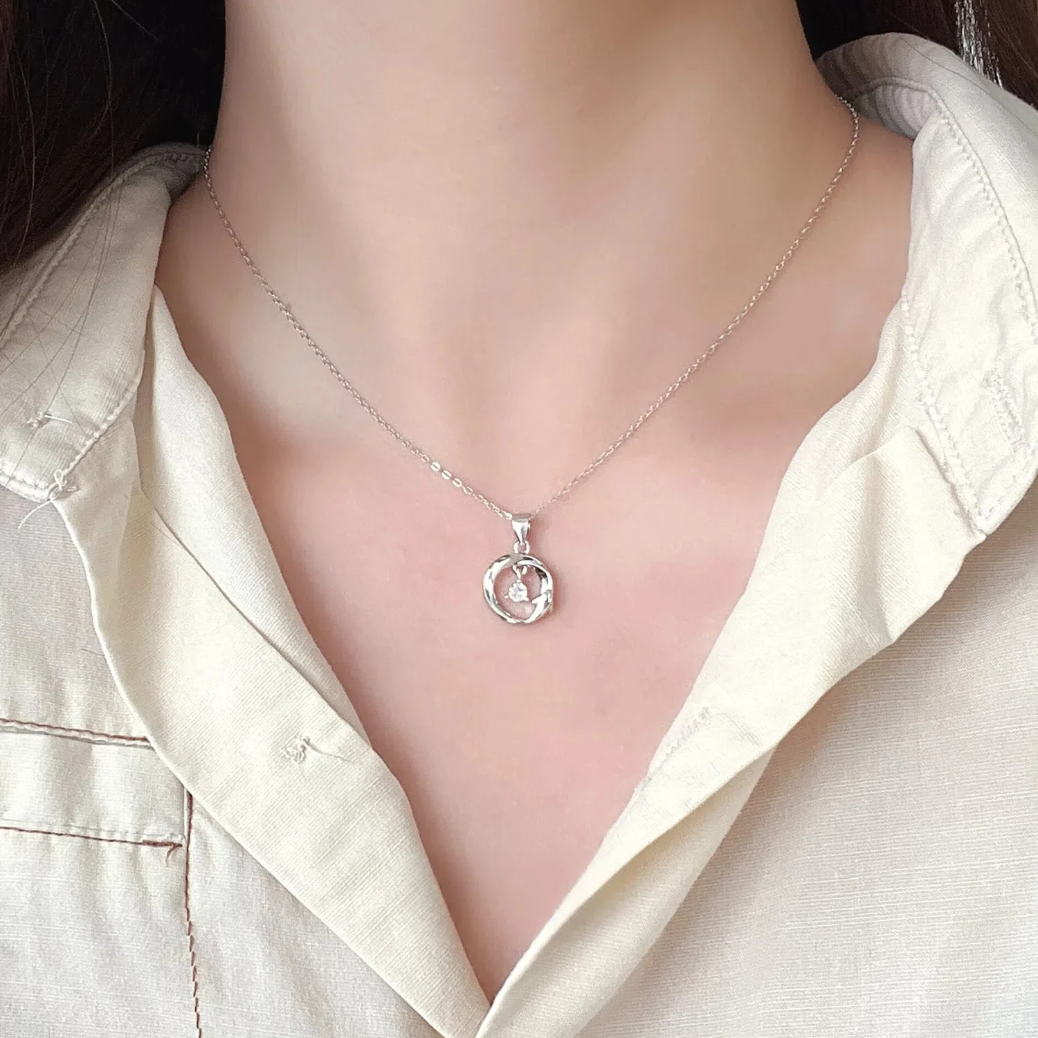 S925 Sterling Silver Dolphin Pendant Necklace Shiny Zircon Love Neck Chain For Women Party Engagement Jewelry Gifts