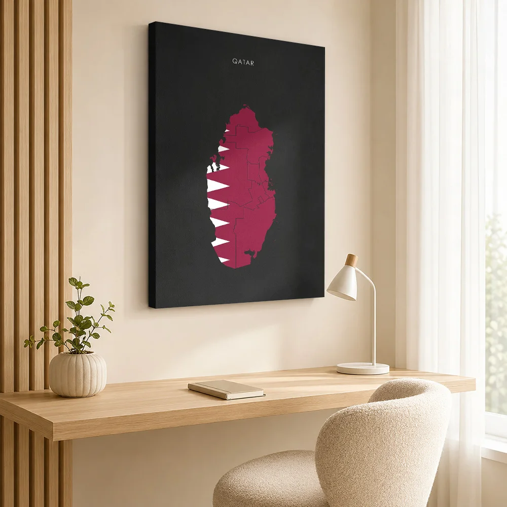 Qatar Flag Map Canvas Painting Poster Custom Modern Aesthetic Canvas Wall Art for Bedroom Decor Collectible Ready to Hang Gift