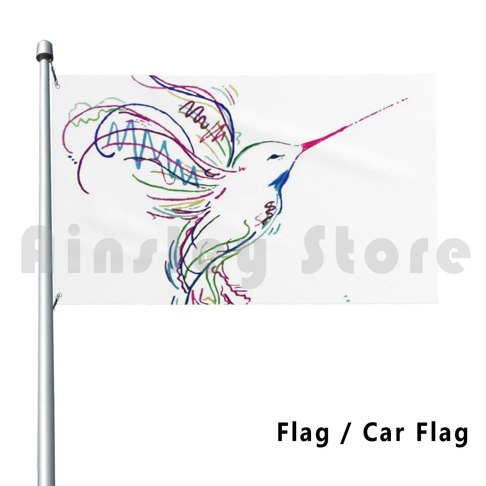 Flag Car Flag Humming Bird 2471 Color Bird Hummingbird Colored Pencil Nature